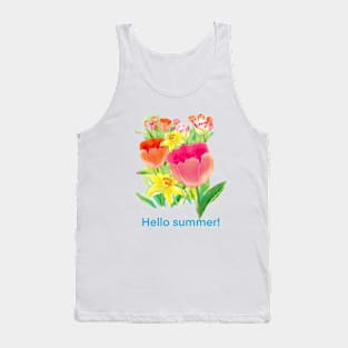 Watercolor red tulip Tank Top